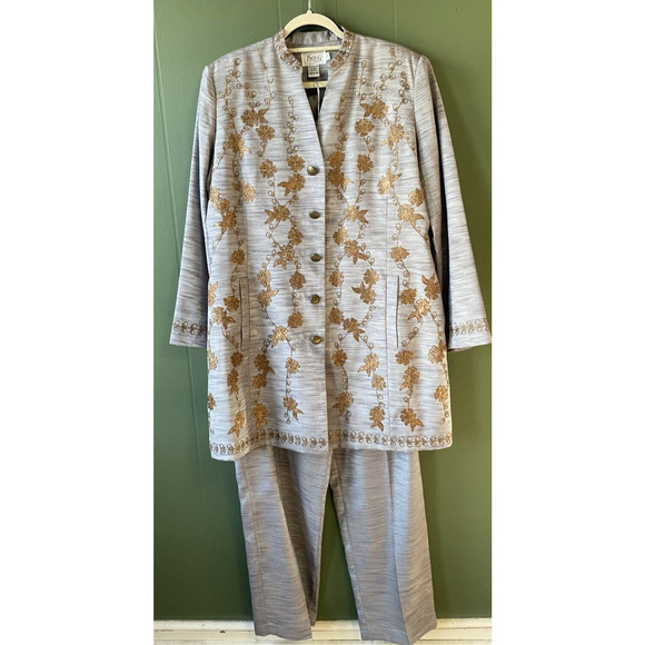 JSong 3pc Pants Suit Womens Size 20 Embroidered Jacket Professional Party NEW - Picture 2 of 16